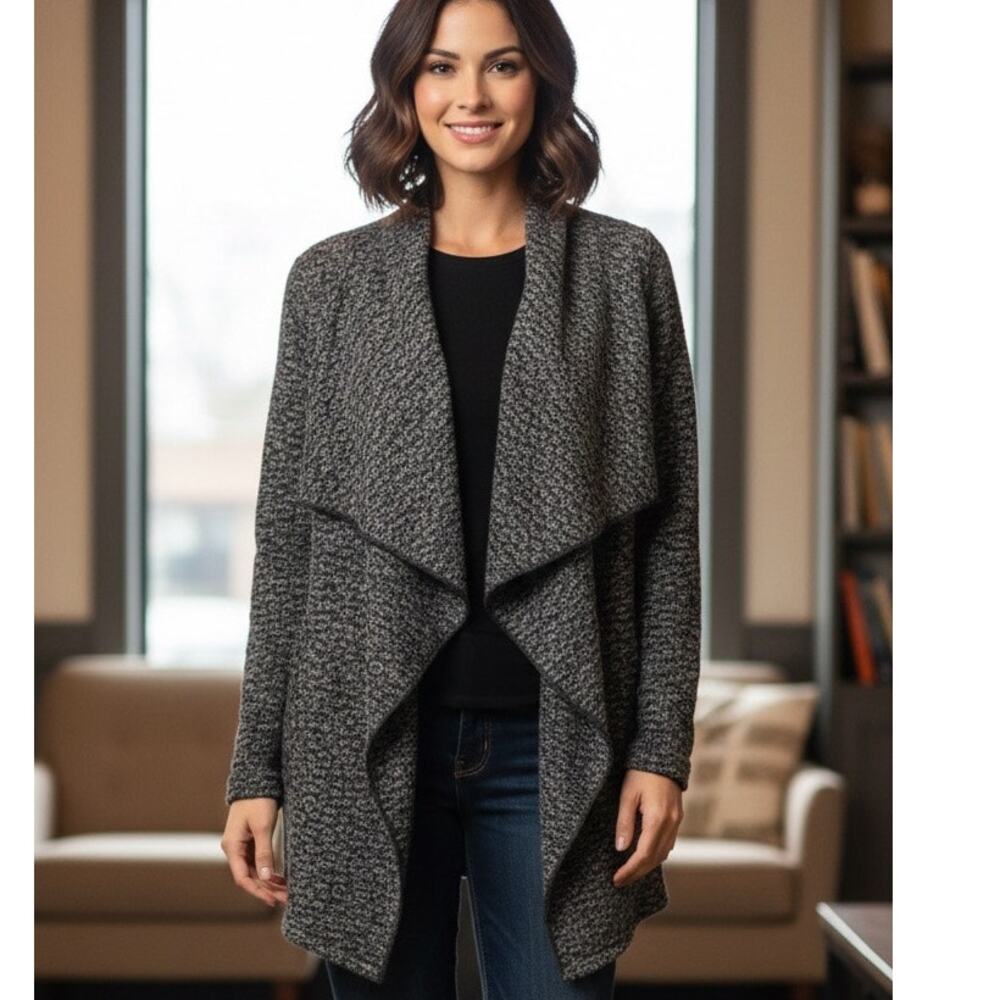 Willi Smith wool blend cardigan with leopard print weave